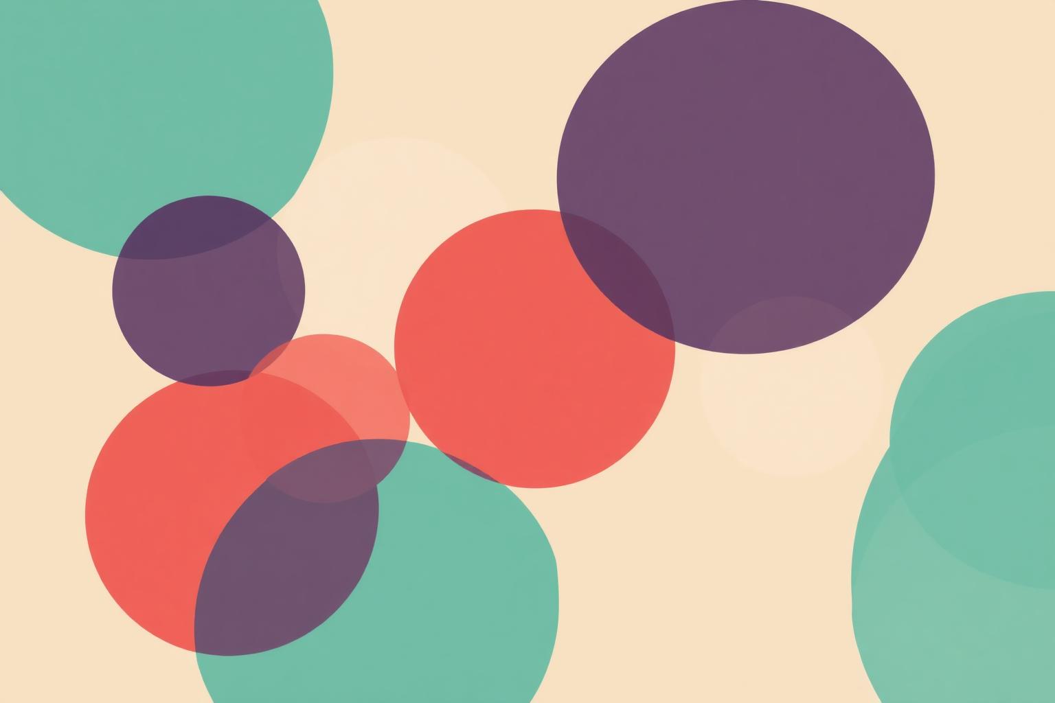 Soft overlapping translucent shapes in teal, coral, and plum — a community motif for LGBTQ+ affirming care